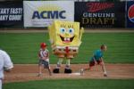 Even Spongbob was on hand in 2011 to run the bases with some young fans.